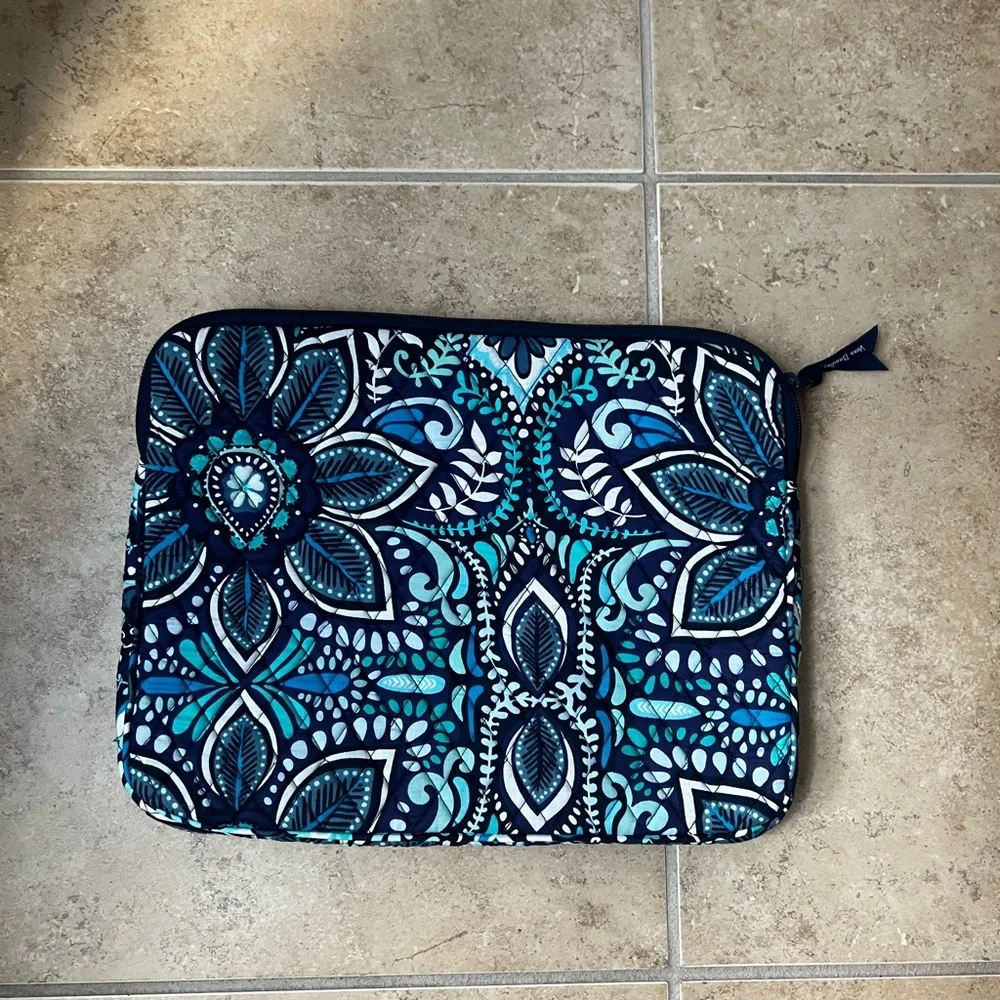 Vera Bradley Vibrant Blue and Green Patterned Laptop Sleeve